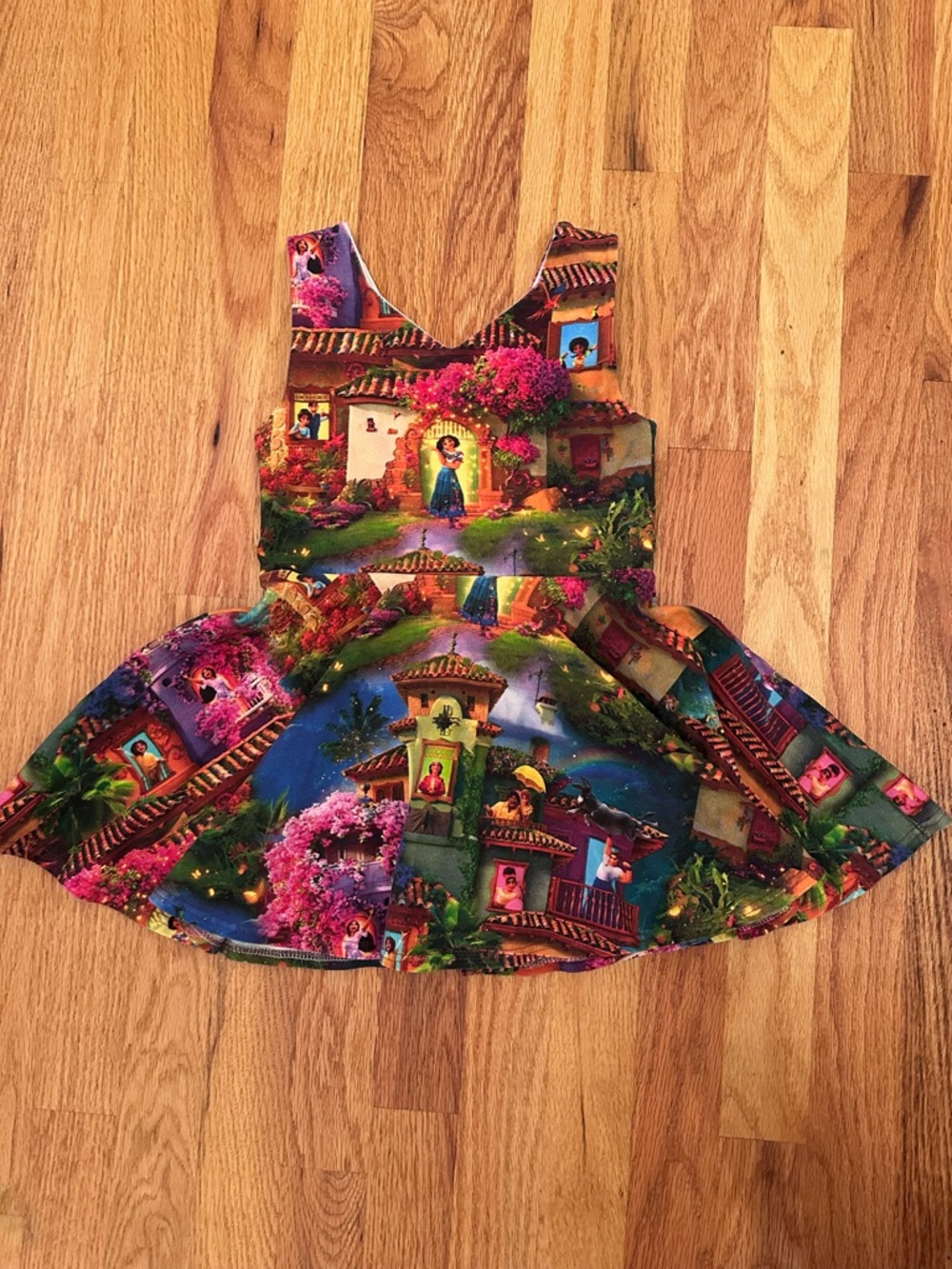 Disney Encanto Size 6 Handmade Print Fit-and-Flare Dress Mirabel